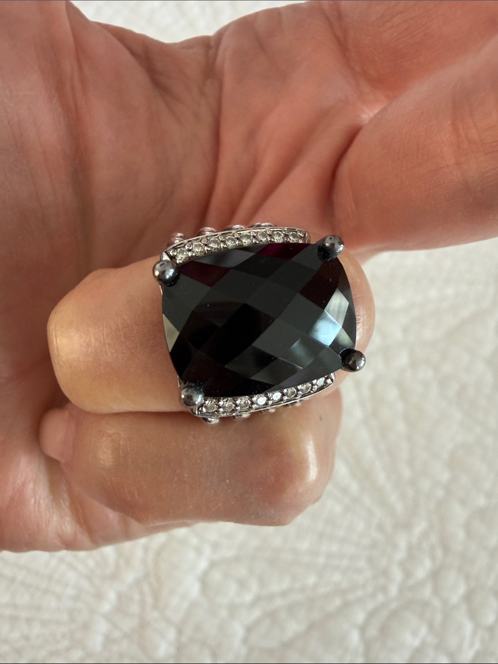 David Yurman onyx and diamond ring. Size 5